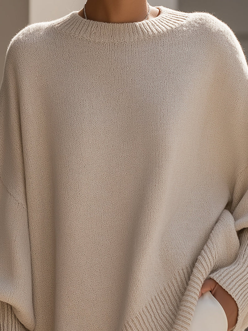 Kimia™ Übergrosser Gestrickter Rundhalsausschnitt Pullover