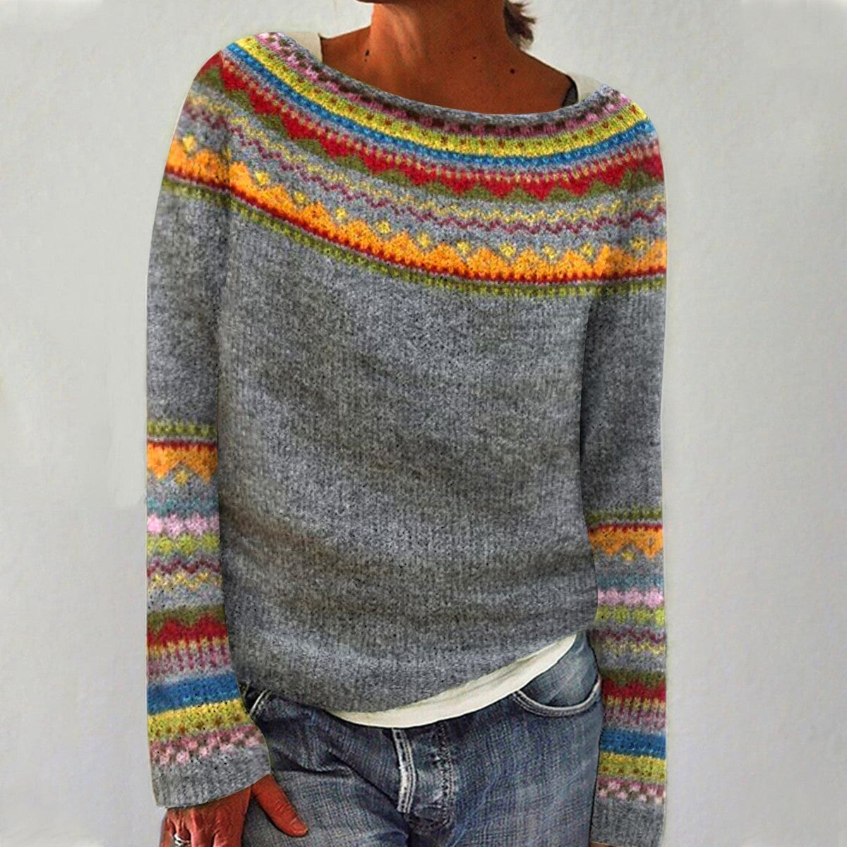 Herbstlicher Retro-Pullover