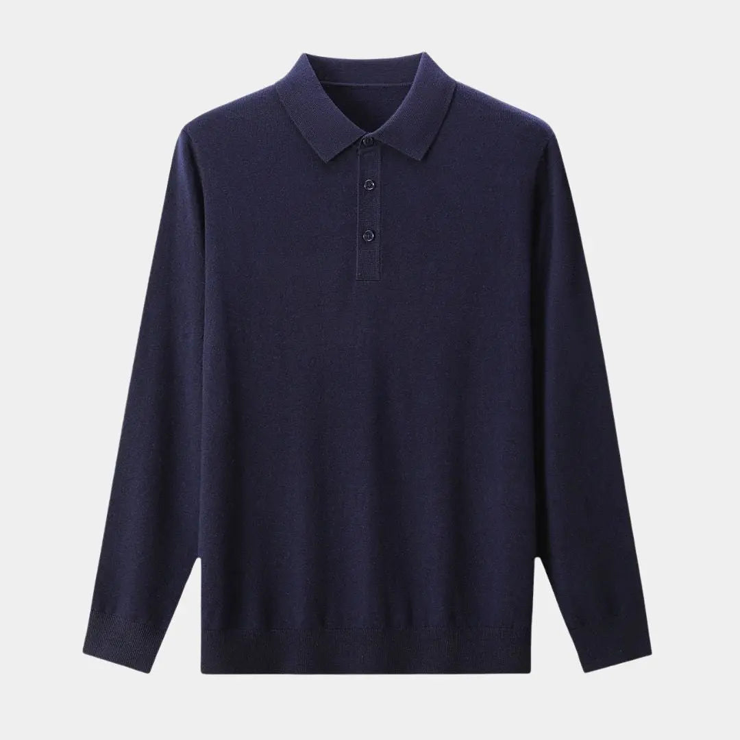 Wollstrick-Polopullover mit Knopfleiste
