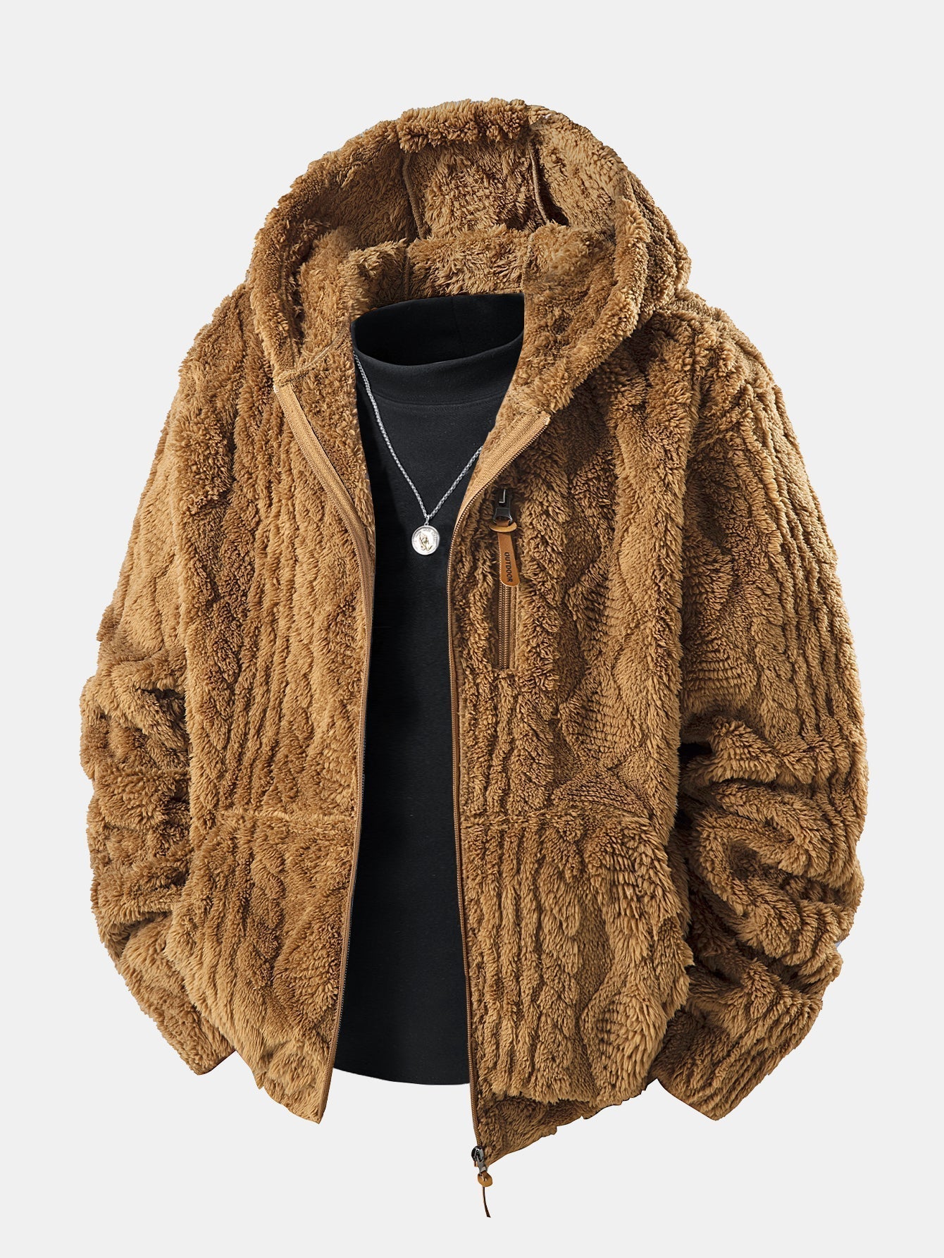 Alonzo™ Geometrischer Jacquard Teddy Kapuzenpullover