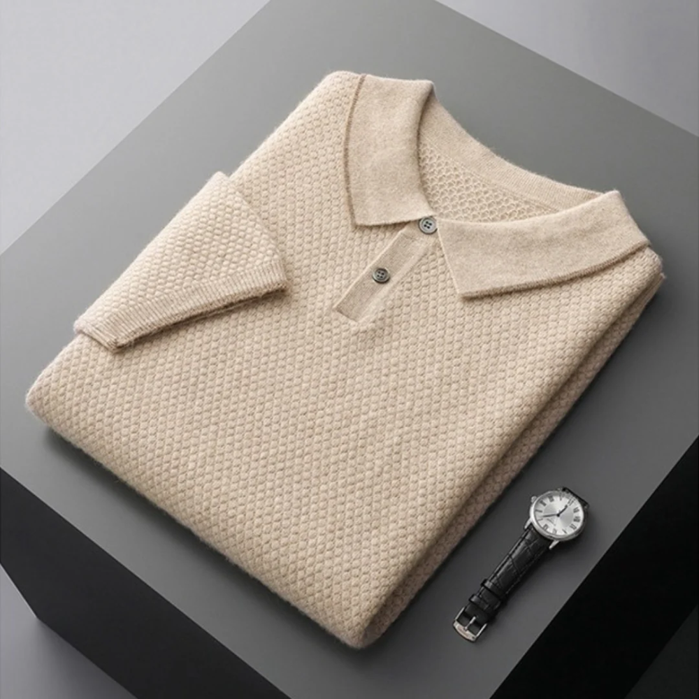 Edelglanz Herren Cashmere Polo-Shirt