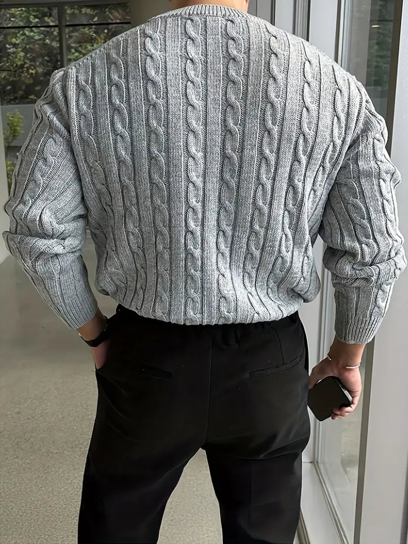 Mergim Lässiger Strickpullover Mit Langen Ärmeln