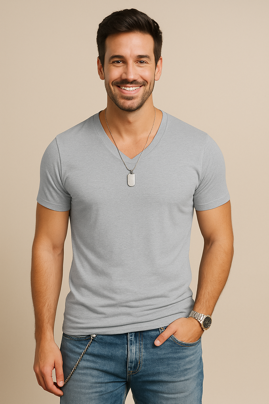 HERBERGER | Herren T-Shirt mit V-Ausschnitt für Sommer und Alltag