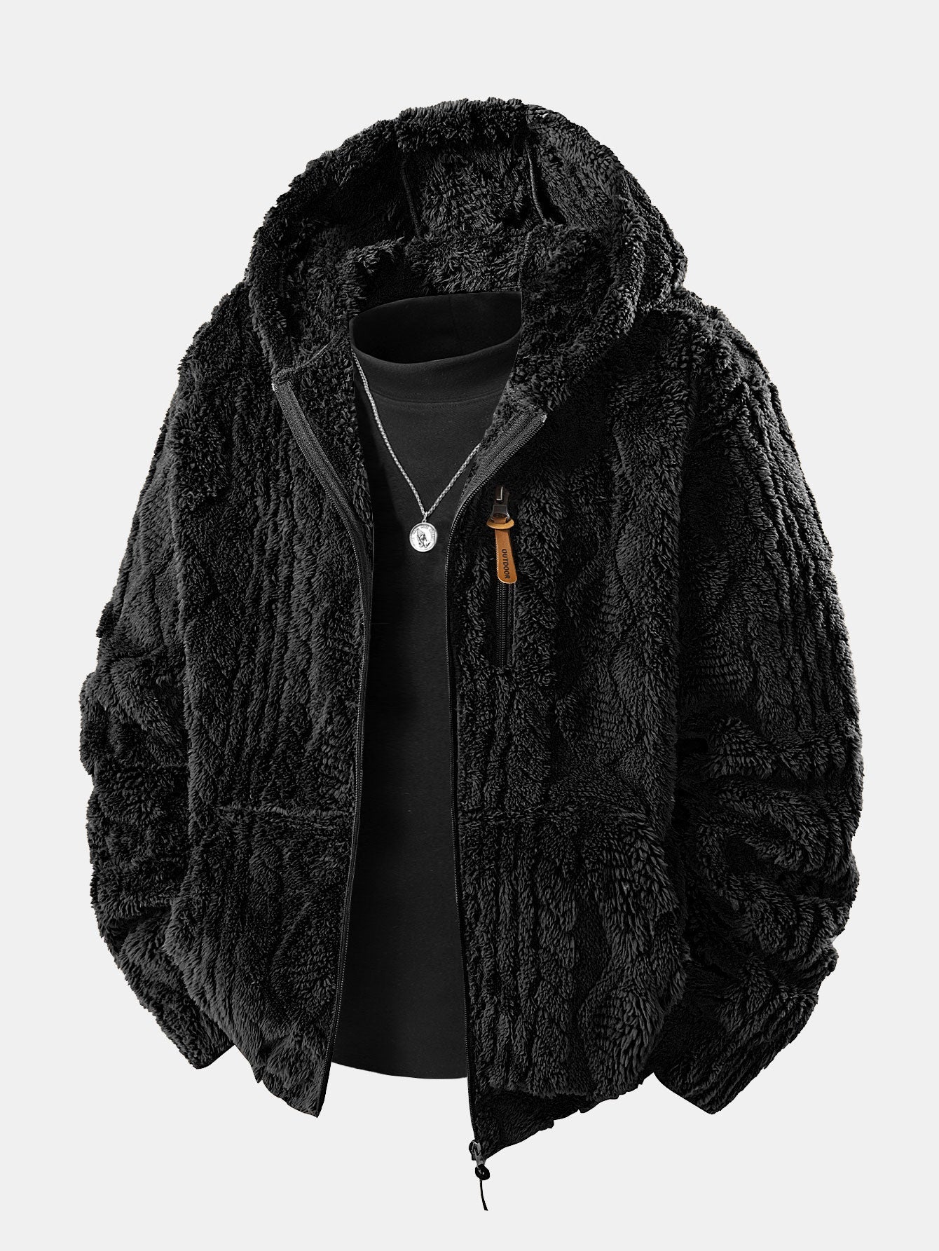 Alonzo™ Geometrischer Jacquard Teddy Kapuzenpullover