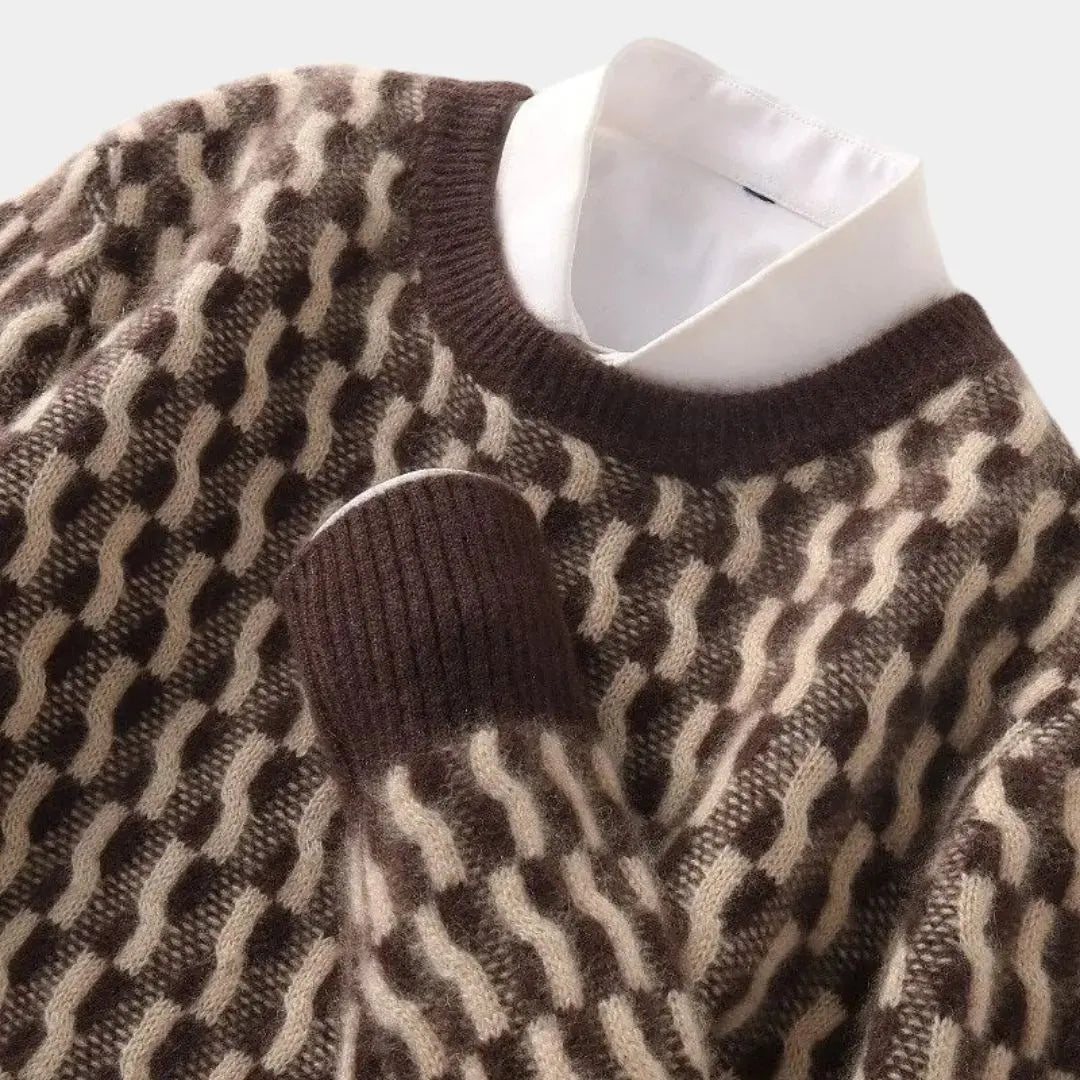 Geometrischer Pullover mit Rundhalsausschnitt