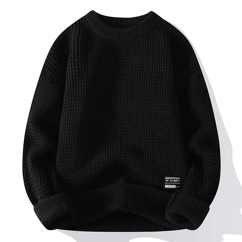Henning™ Waffelgestrickter Pullover Mit Langen Ärmeln