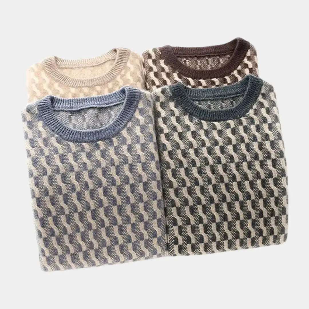 Geometrischer Pullover mit Rundhalsausschnitt