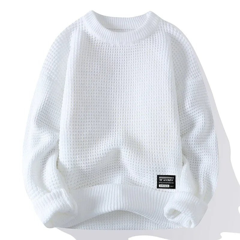 Henning™ Waffelgestrickter Pullover Mit Langen Ärmeln