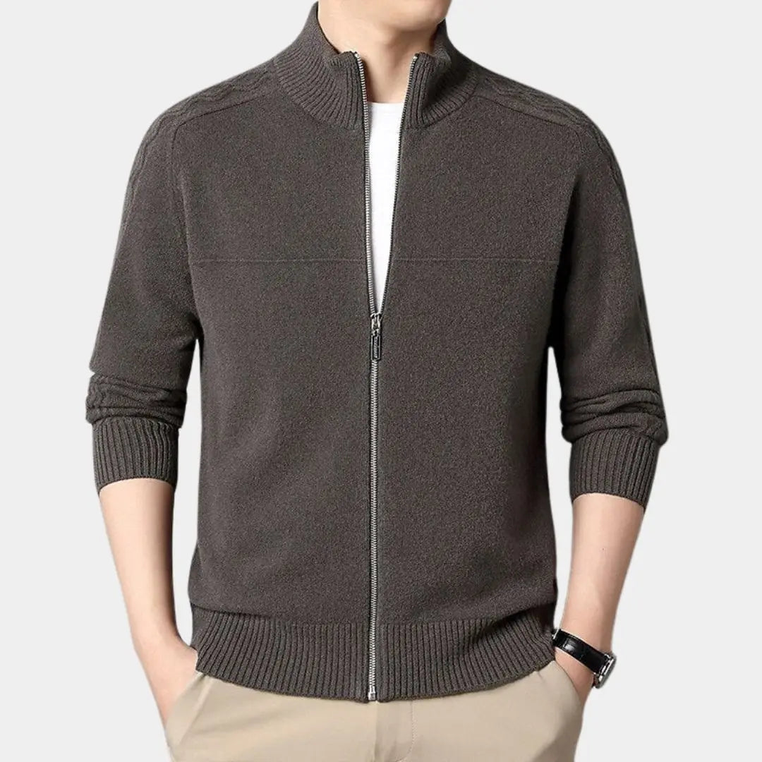 Woll Zip Rollkragenpullover aus Strick