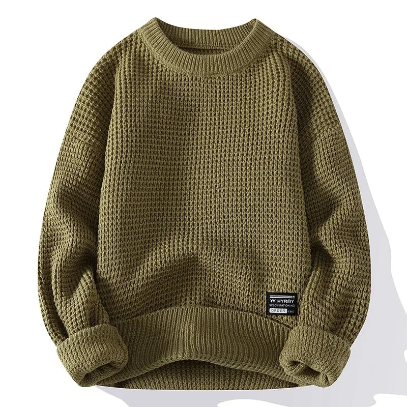 Henning™ Waffelgestrickter Pullover Mit Langen Ärmeln