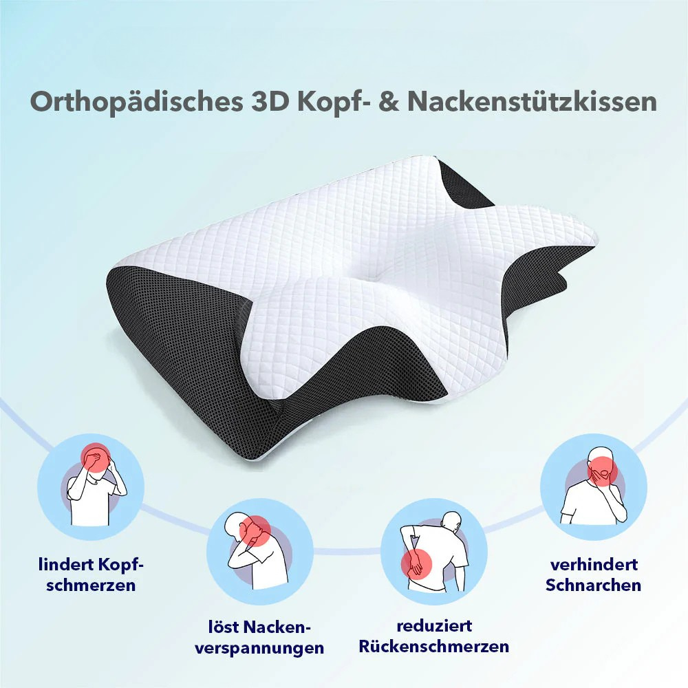 SchlaffHilfe ErgoSleep - Orthopädisches 3D Kopf- & Nackenstützkissen
