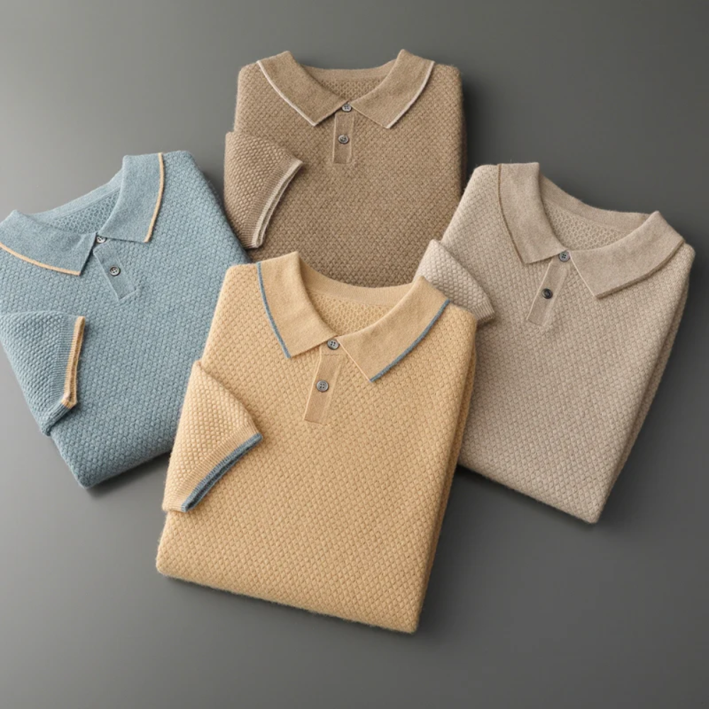 Edelglanz Herren Cashmere Polo-Shirt