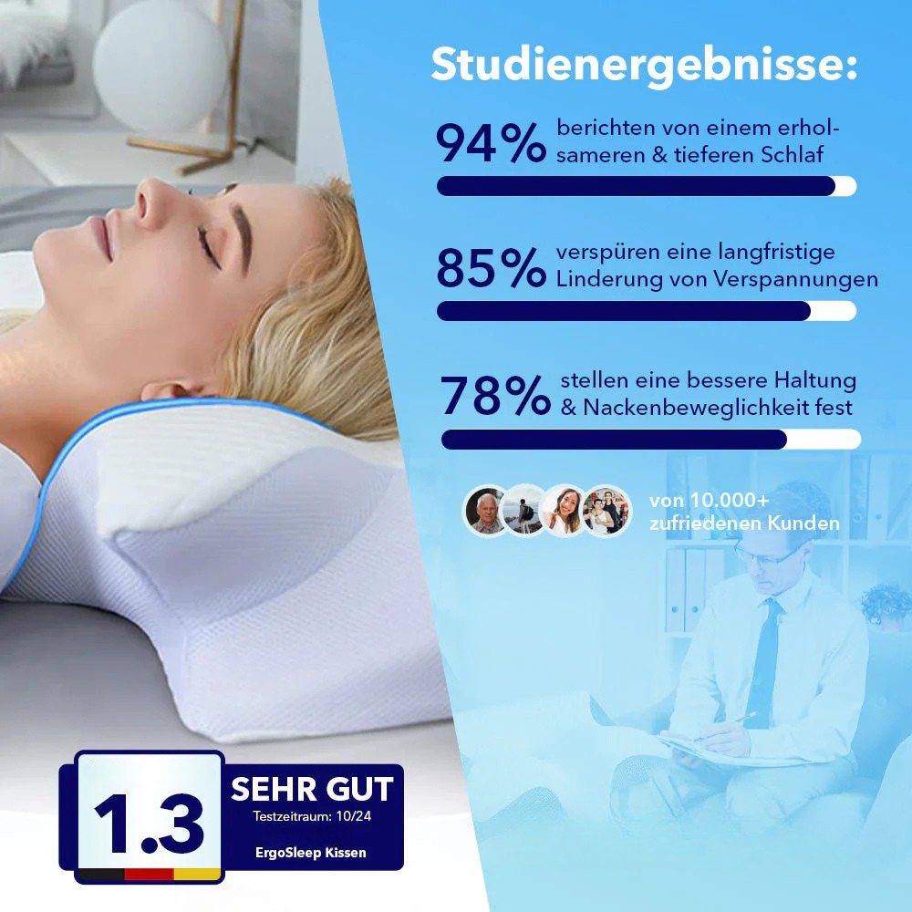 SchlaffHilfe ErgoSleep - Orthopädisches 3D Kopf- & Nackenstützkissen