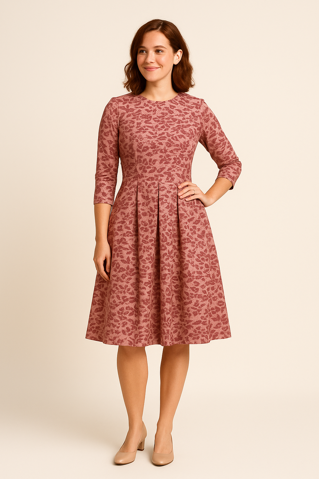 HERBERGER | Damen Florales Sommerkleid mit A-Linie und 3/4-Ärmeln luftig & leicht