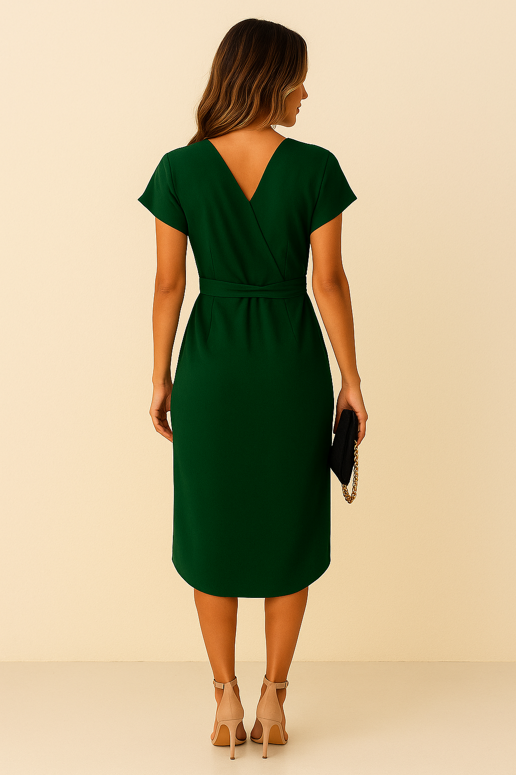 HERBERGER | Damen Elegantes Wickelkleid in Midilänge mit V-Ausschnitt