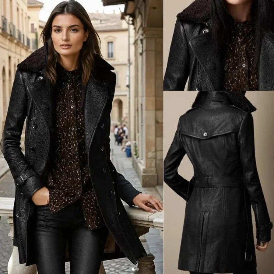 Luxuriöser Trenchcoat aus Leder