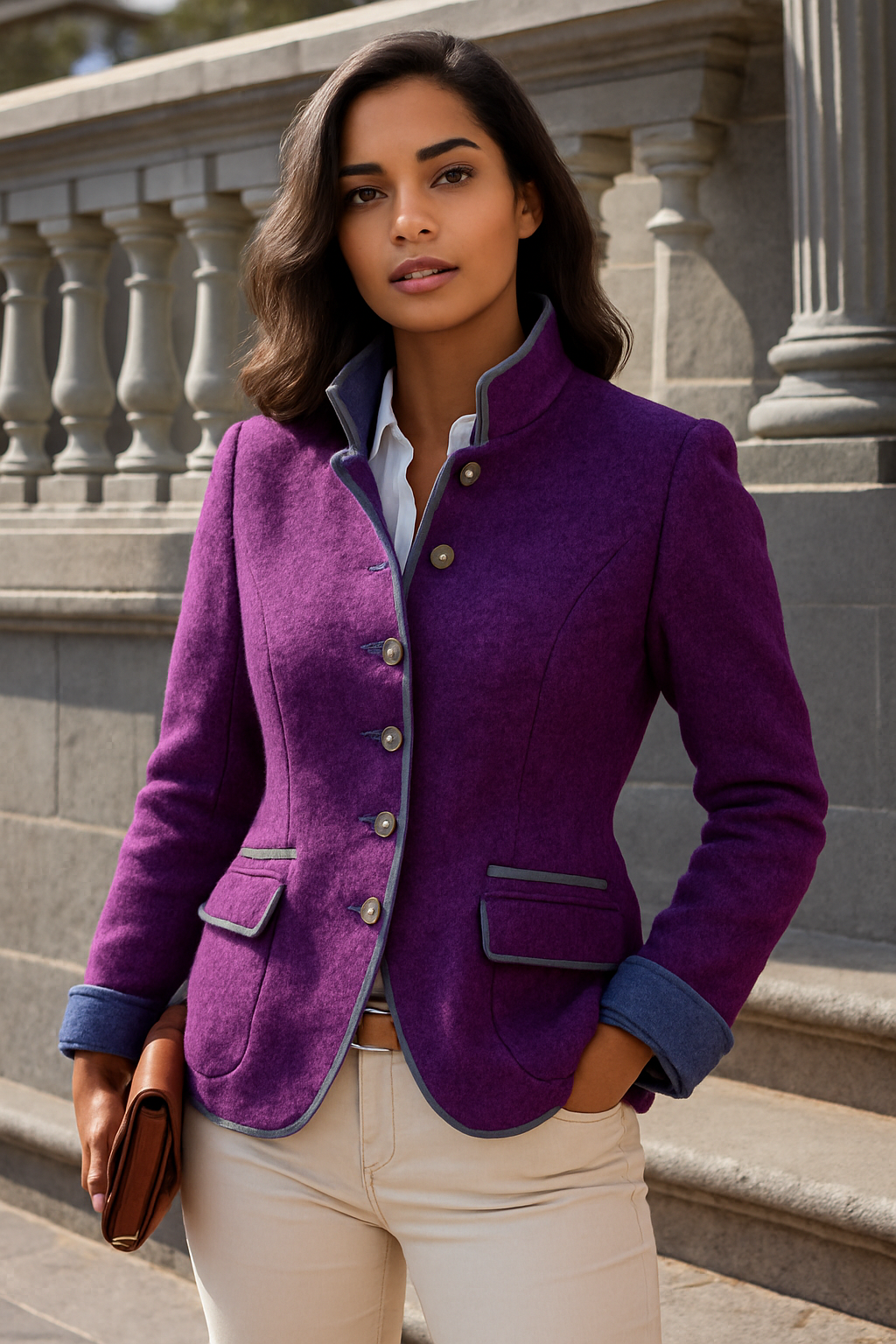 Valeria™ Eleganter Cardigan mit hohem Kragen