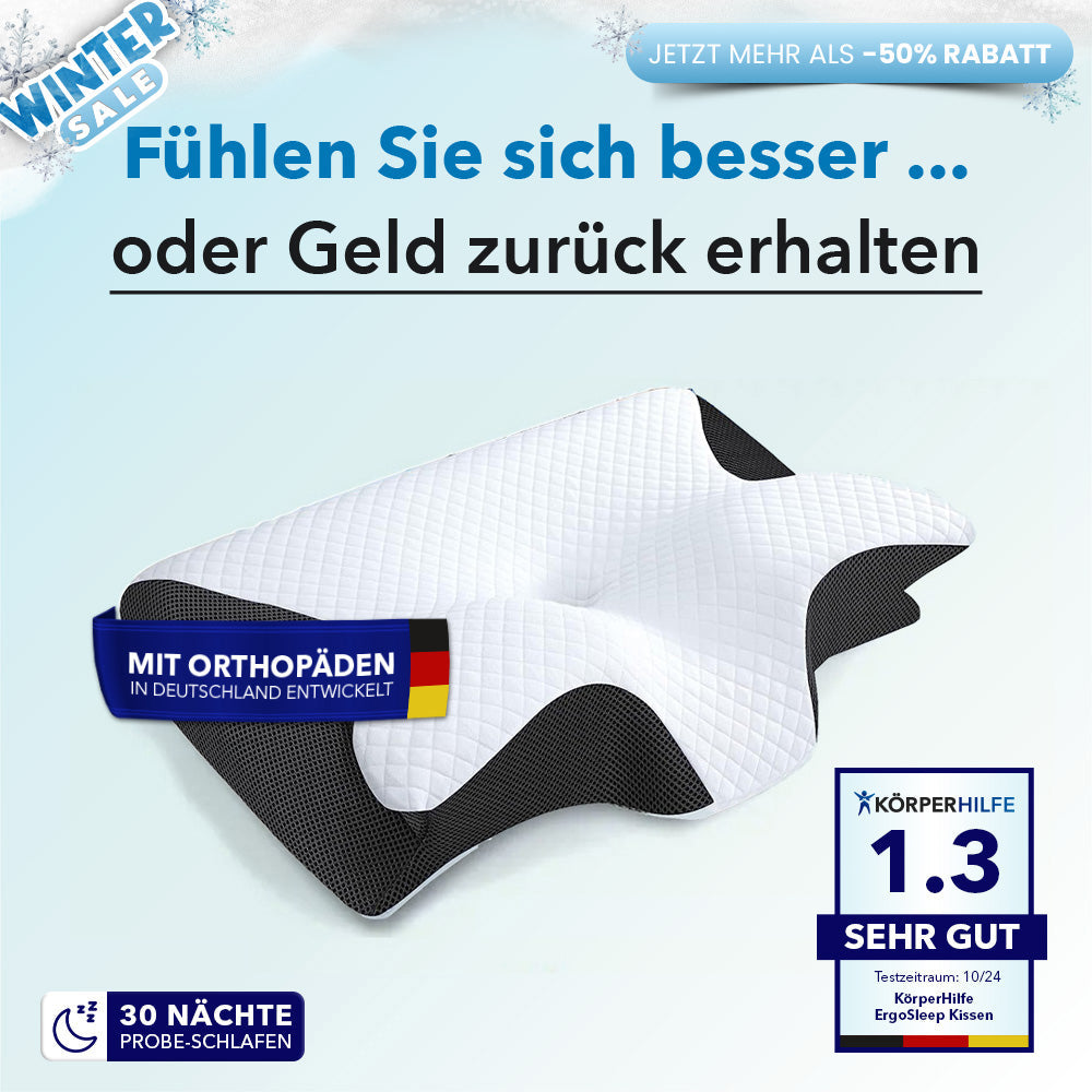 SchlaffHilfe ErgoSleep - Orthopädisches 3D Kopf- & Nackenstützkissen