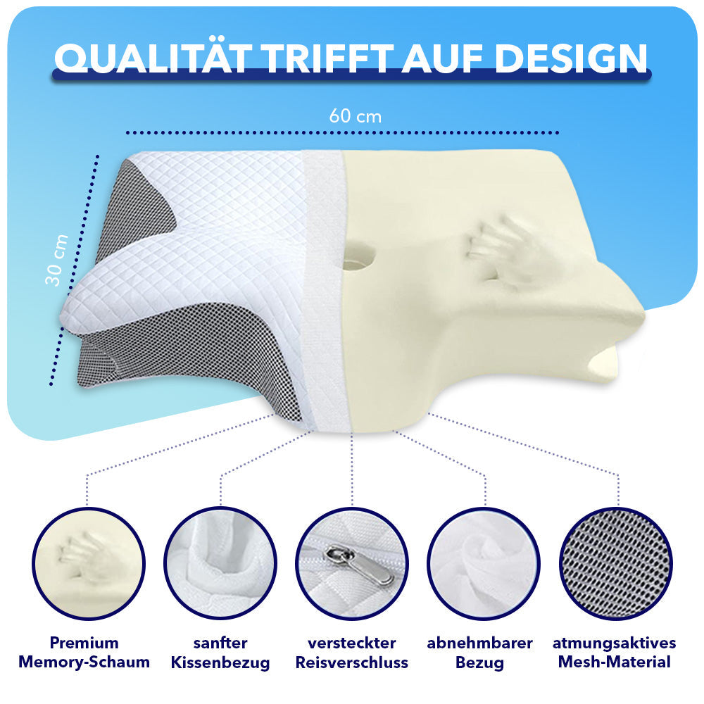SchlaffHilfe ErgoSleep - Orthopädisches 3D Kopf- & Nackenstützkissen