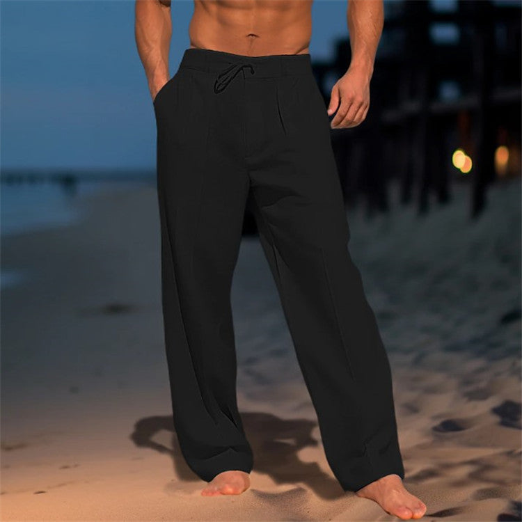 Amadeo Luxus Hose mit Kordelzug und Faltenfront