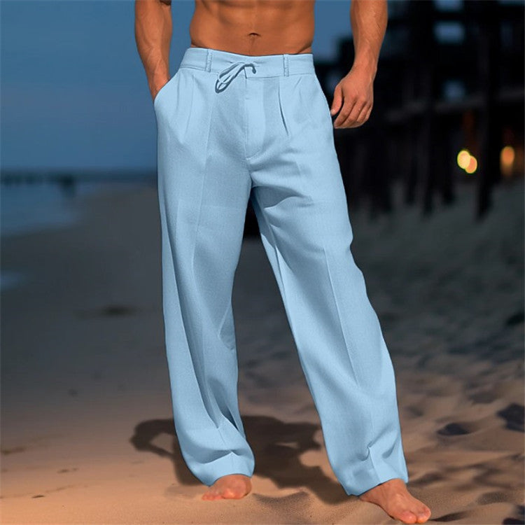 Amadeo Luxus Hose mit Kordelzug und Faltenfront
