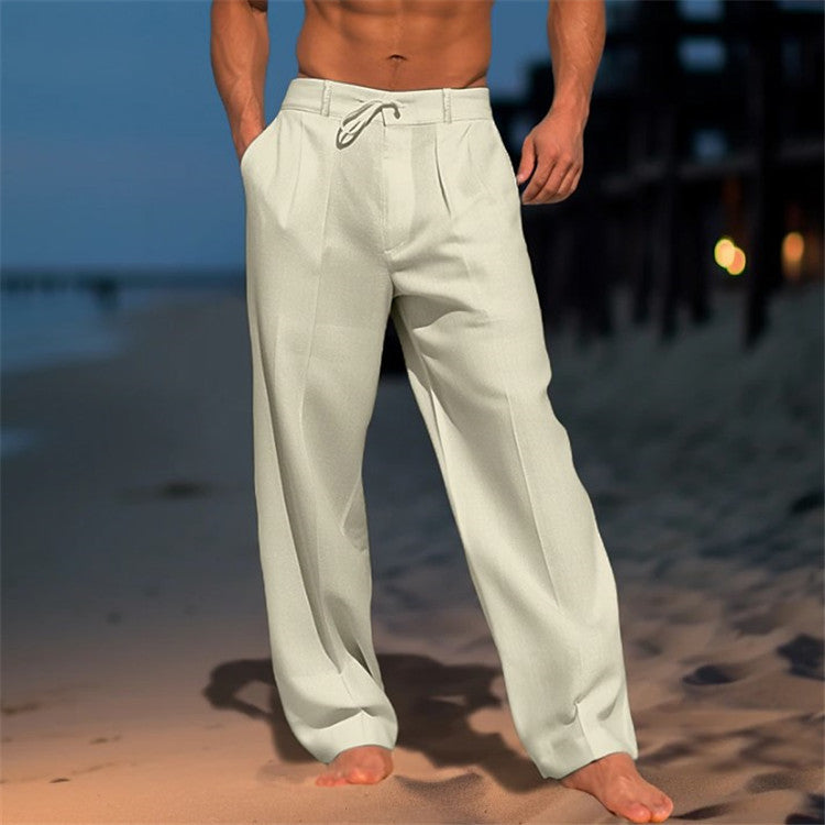 Amadeo Luxus Hose mit Kordelzug und Faltenfront