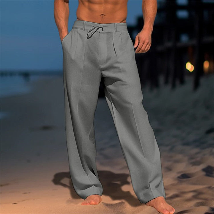Amadeo Luxus Hose mit Kordelzug und Faltenfront