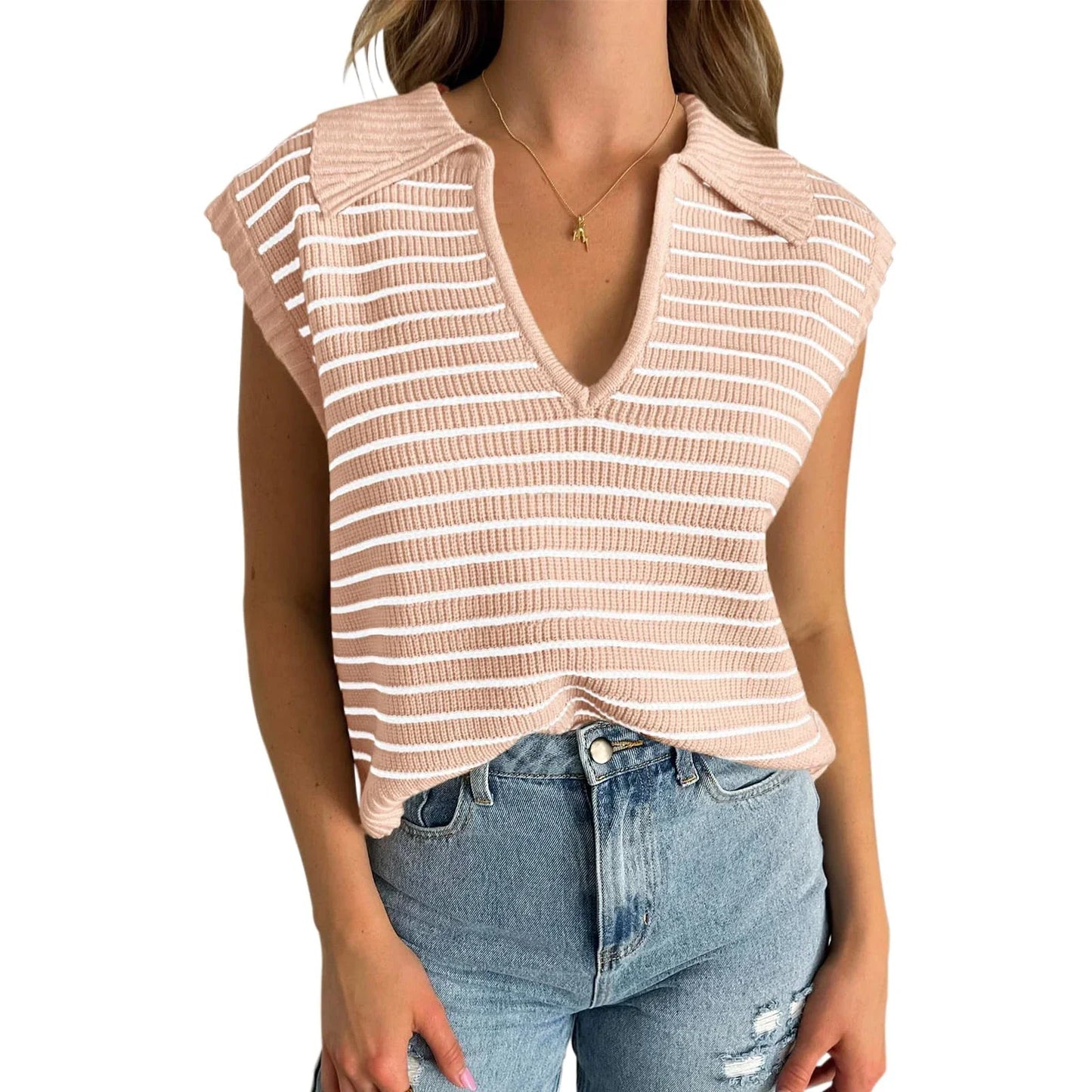 Streifenlauf Damen Stricktop