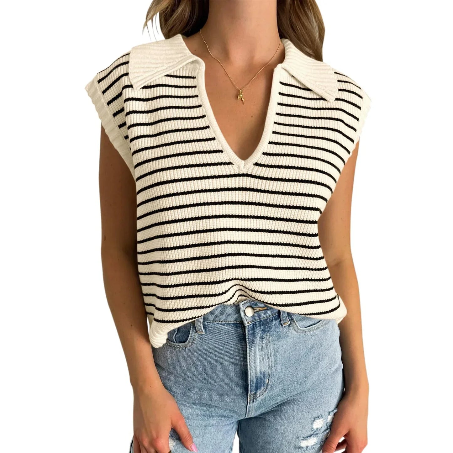Streifenlauf Damen Stricktop