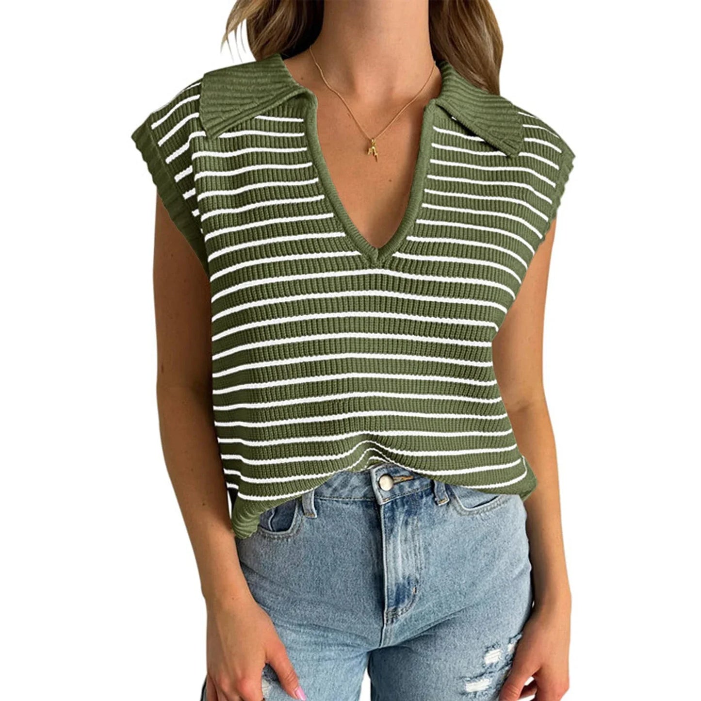 Streifenlauf Damen Stricktop