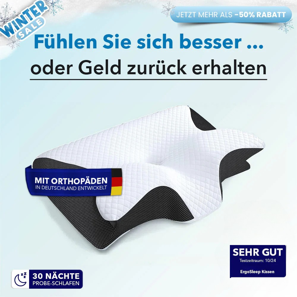 SchlaffHilfe ErgoSleep - Orthopädisches 3D Kopf- & Nackenstützkissen