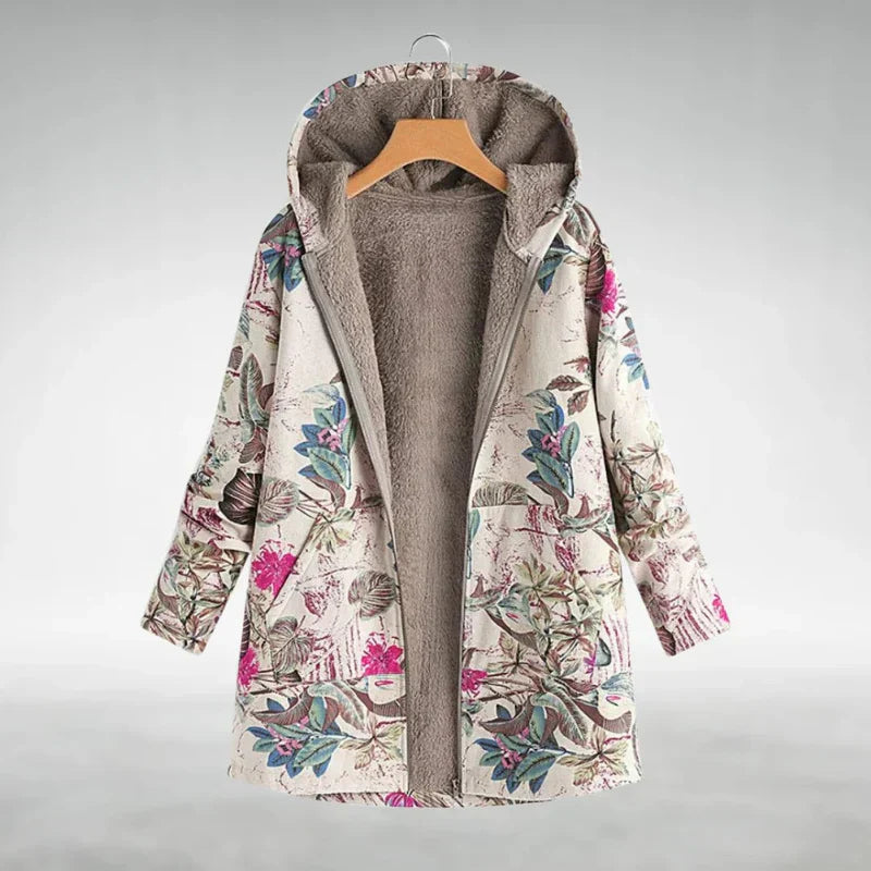 Panida Stilvolle Fleece Jacke Mit Blumenmuster