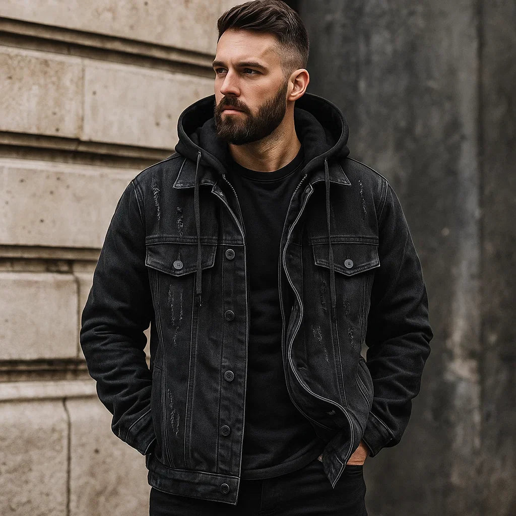 Isaac™ Gefütterte Jeansjacke mit Kapuze