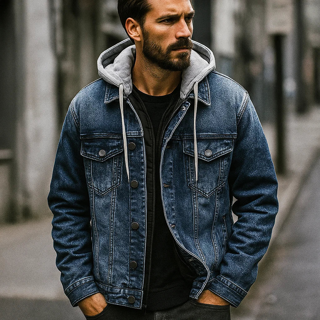 Isaac™ Gefütterte Jeansjacke mit Kapuze