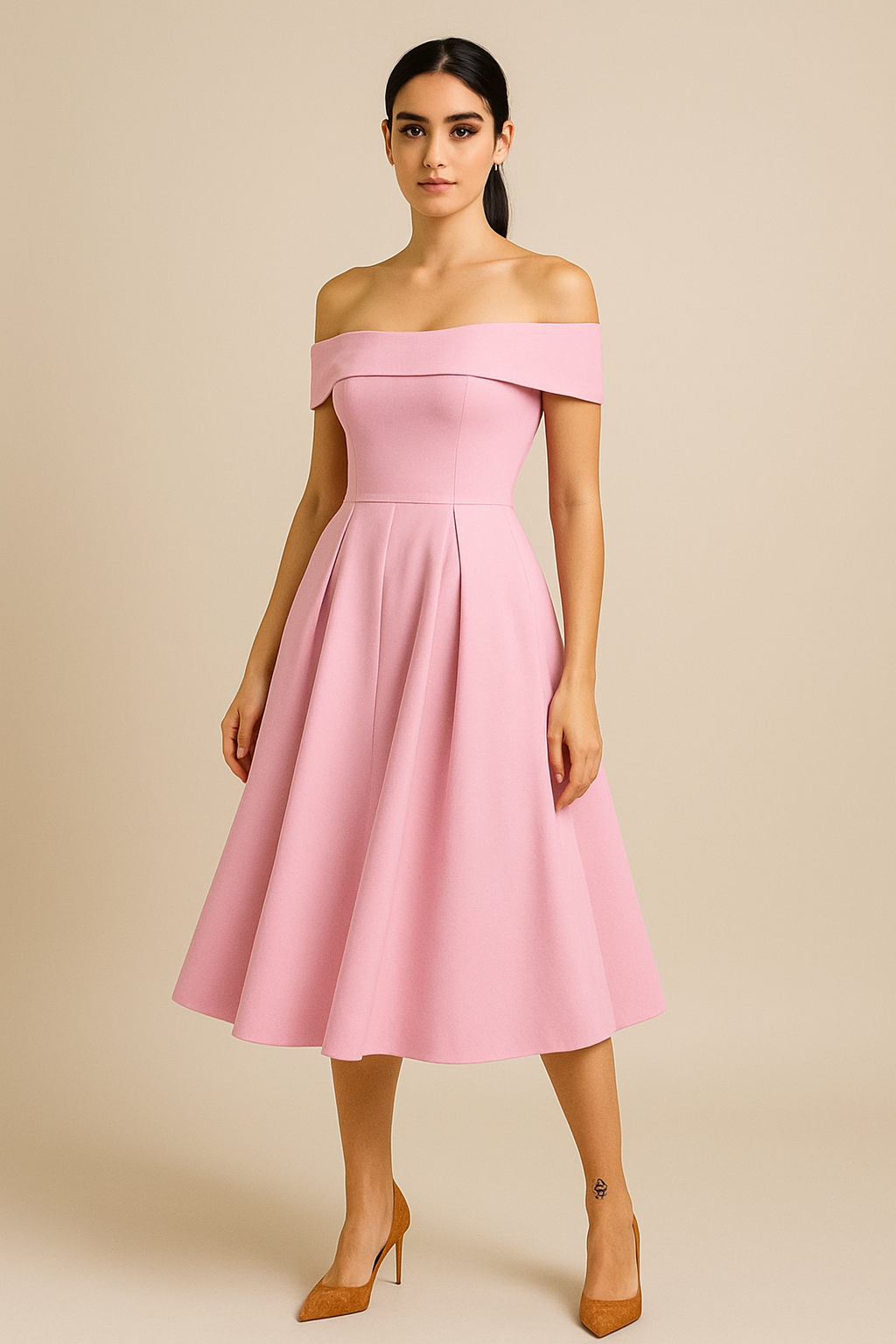 HERBERGER | Damen Schulterfreies A-Linien Kleid, Atmungsaktiv und Stilvoll