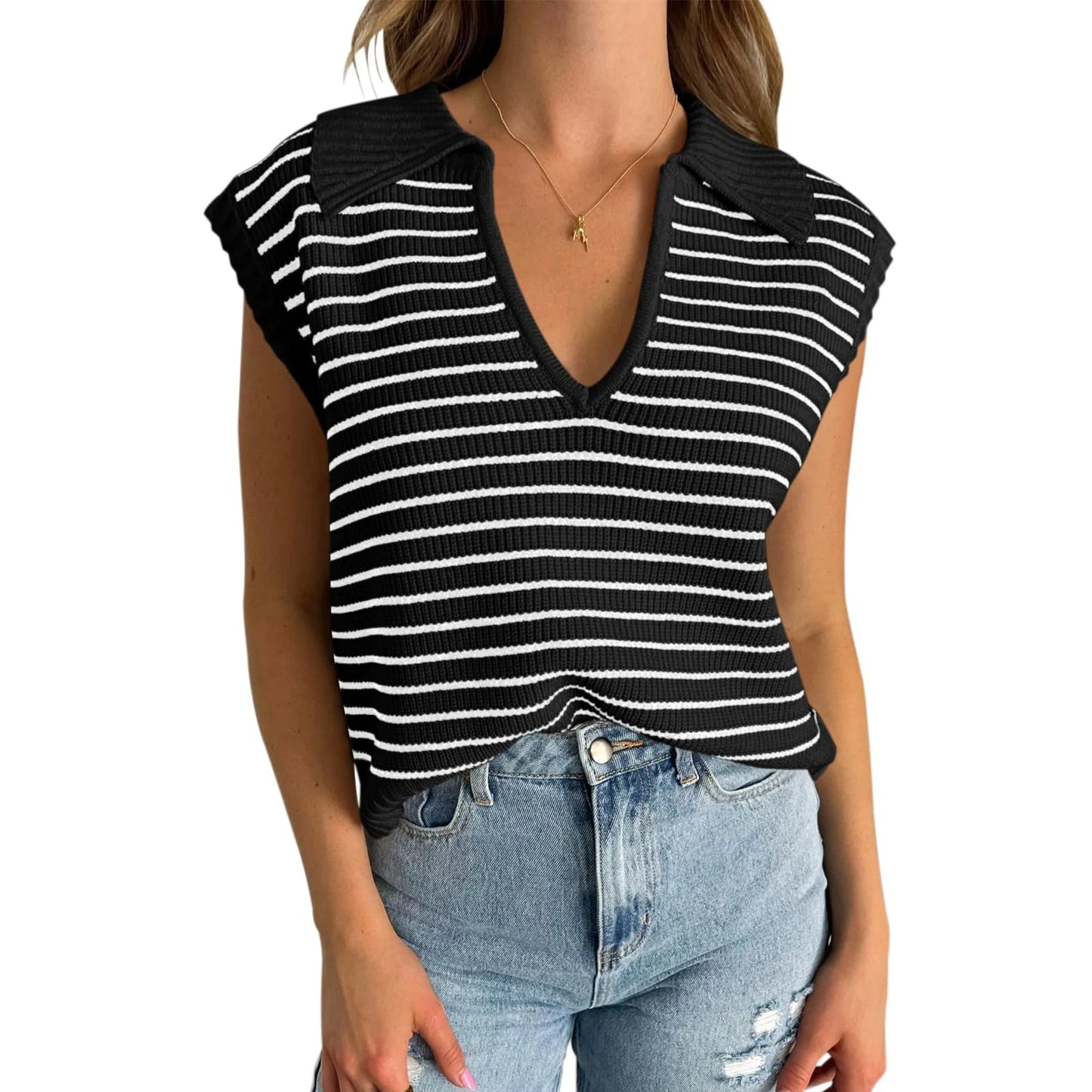 Streifenlauf Damen Stricktop