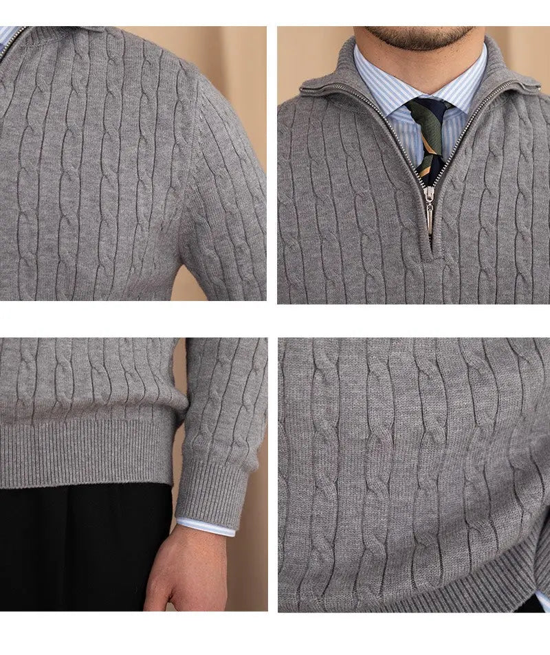 Pullover mit Reissverschluss aus Zopfstrick