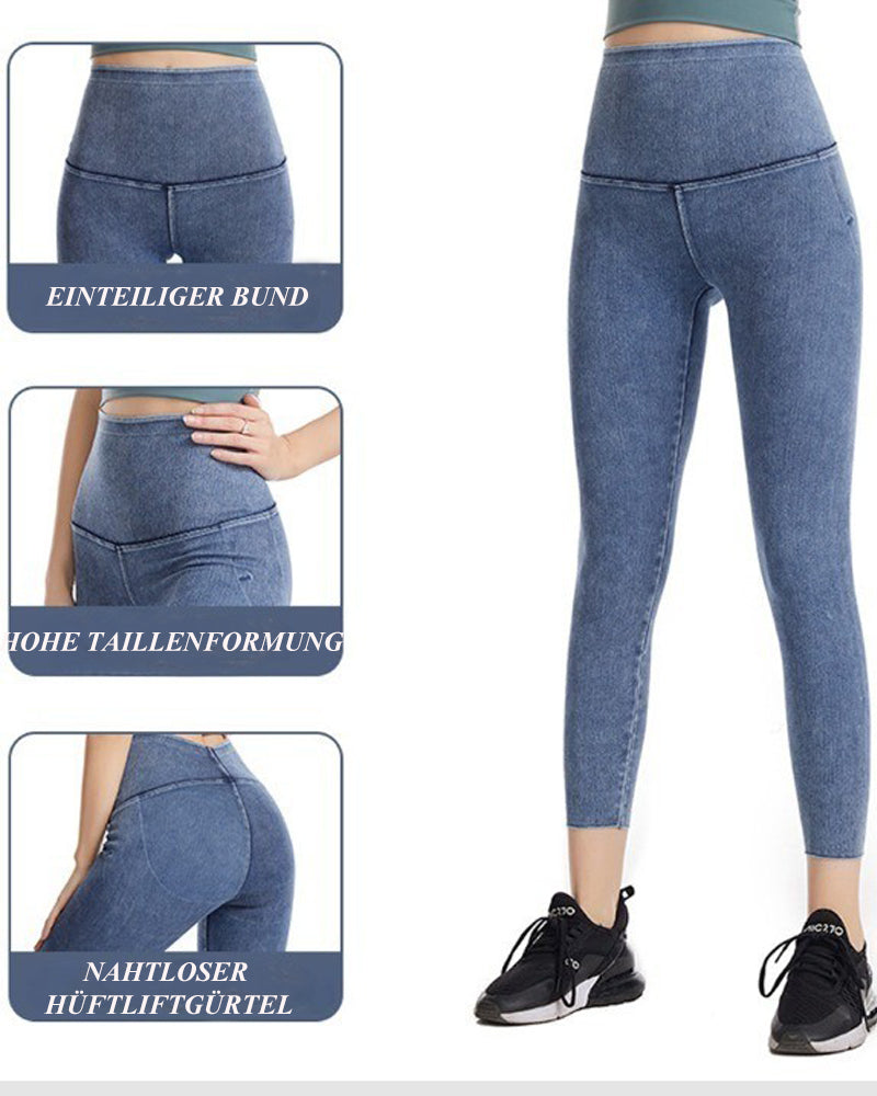 Denim Leggings mit Hoher Taille