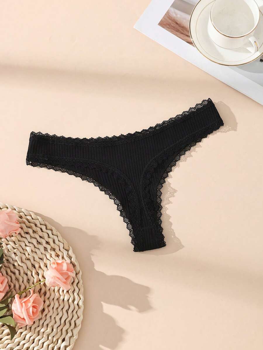 3er Pack Damen Unterwäsche Unifarben mit Schleifendetail