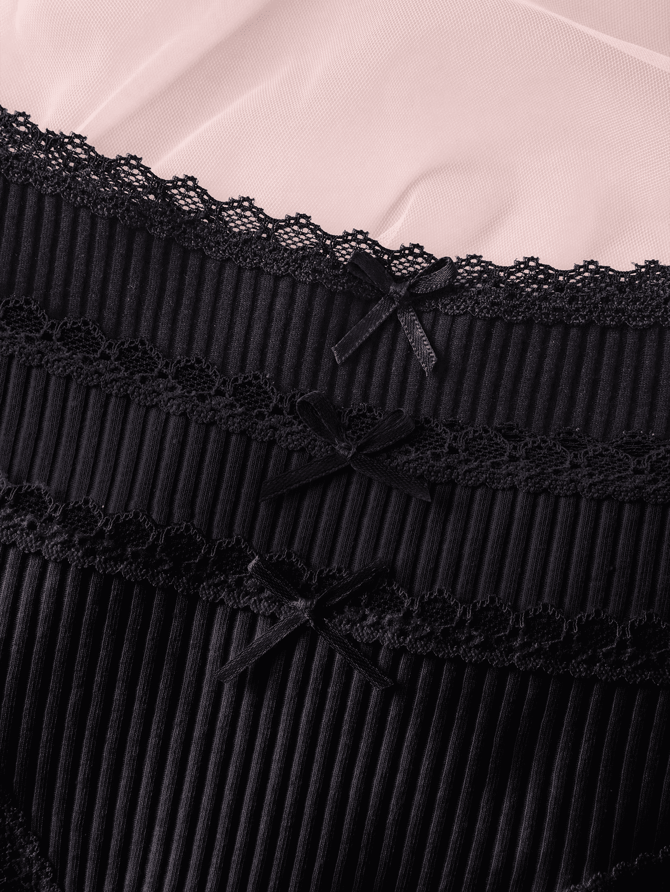 3er Pack Damen Unterwäsche Unifarben mit Schleifendetail