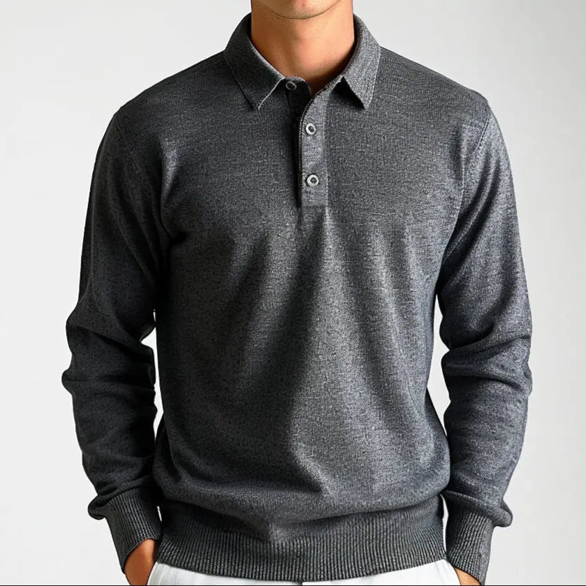 Wollstrick-Polopullover mit Knopfleiste