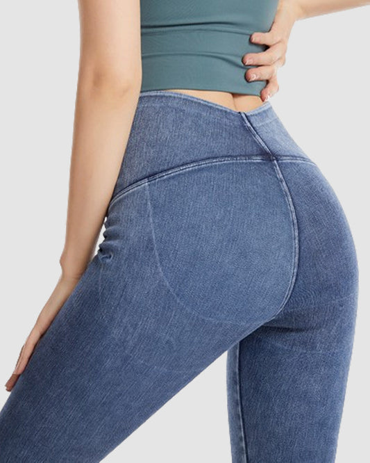 Denim Leggings mit Hoher Taille