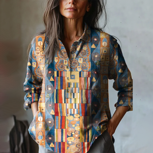 Stylish Collared Long Sleeve Top