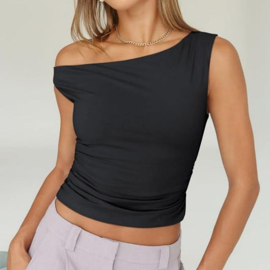Schwarzstil Damen Crop-Top