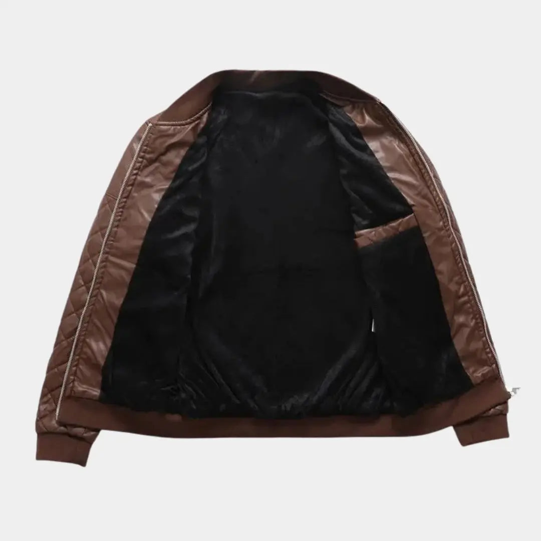 Braune Leder-Bomberjacke