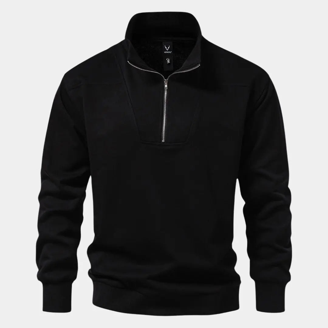 Zip Black Lapel Sports Hoodie Sweatshirt