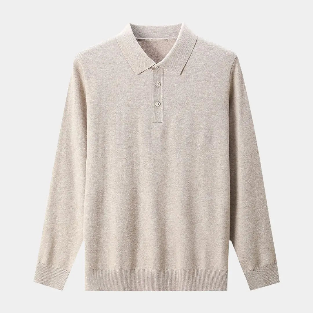 Wollstrick-Polopullover mit Knopfleiste