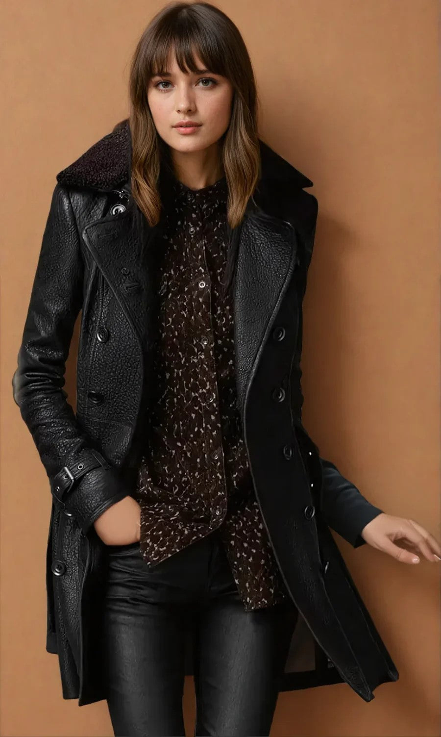 Luxuriöser Trenchcoat aus Leder