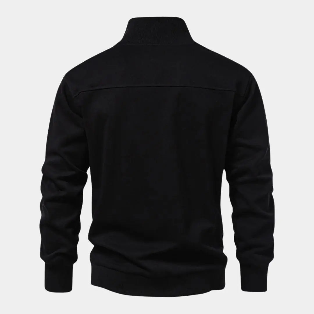 Zip Black Lapel Sports Hoodie Sweatshirt