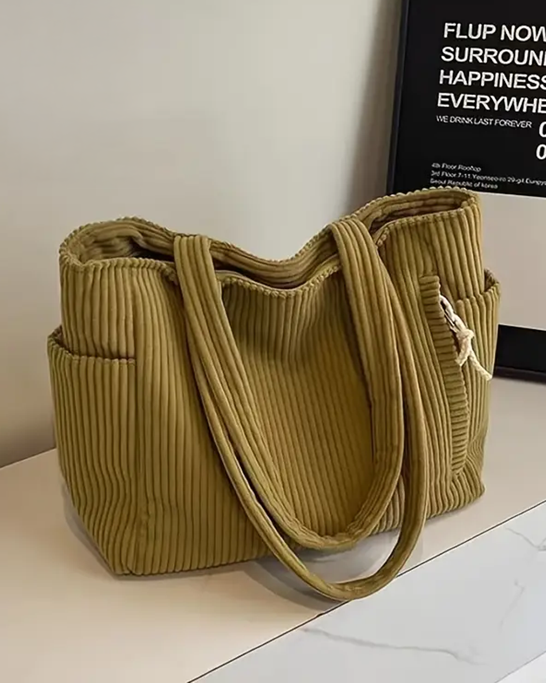 Tilda™ Gerippte Tragetasche mit Kordel-Detail
